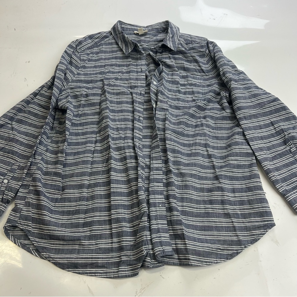 Goodthreads men’s blue striped button up shirt XXL m119-33